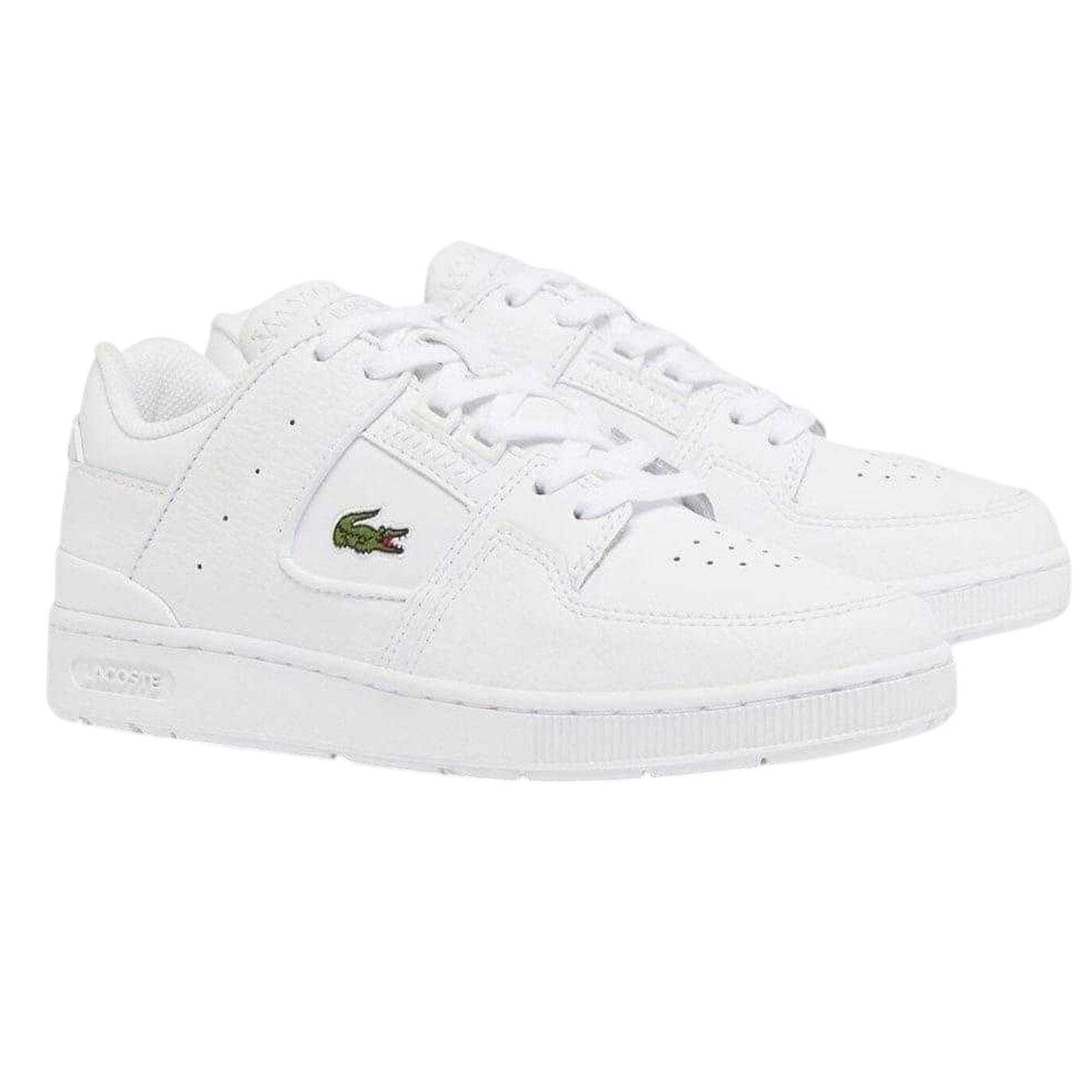White - Lifestyle - Lacoste Mens Cage Leather Court Trainers