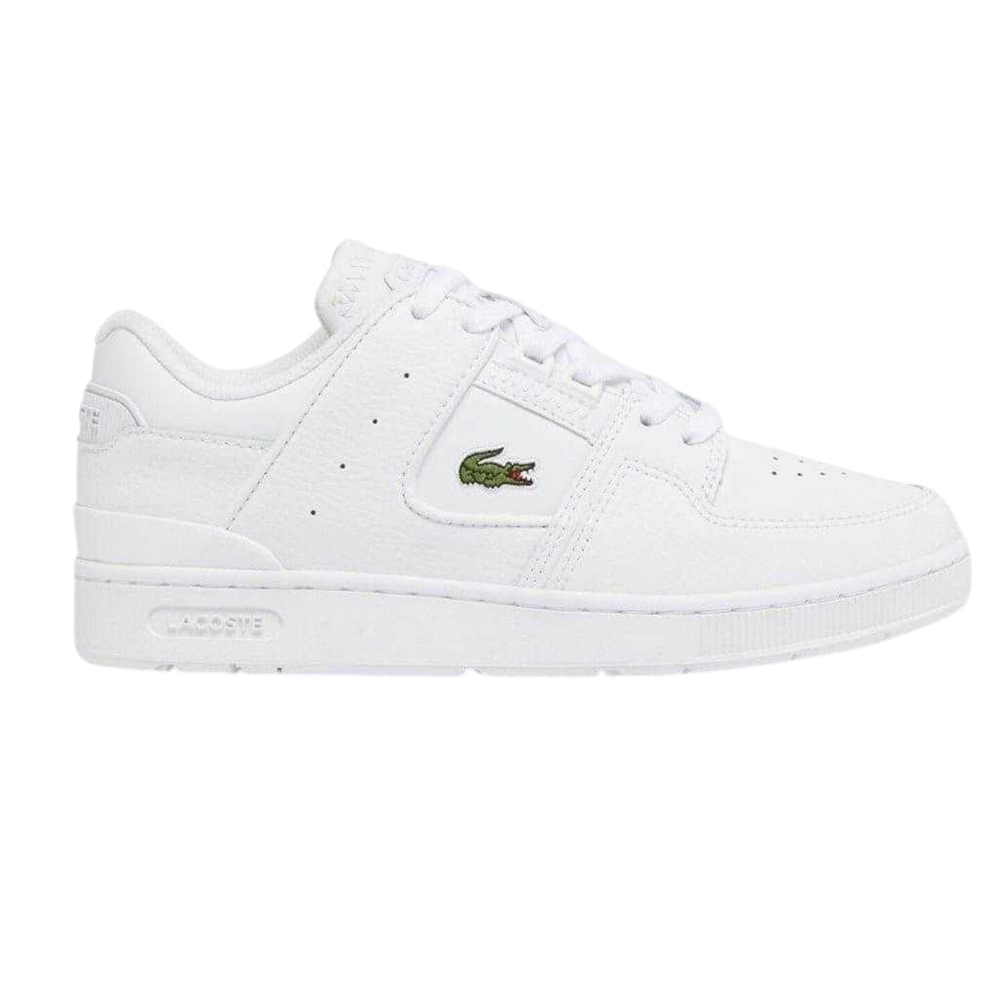 White - Front - Lacoste Mens Cage Leather Court Trainers