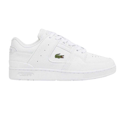 White - Front - Lacoste Mens Cage Leather Court Trainers