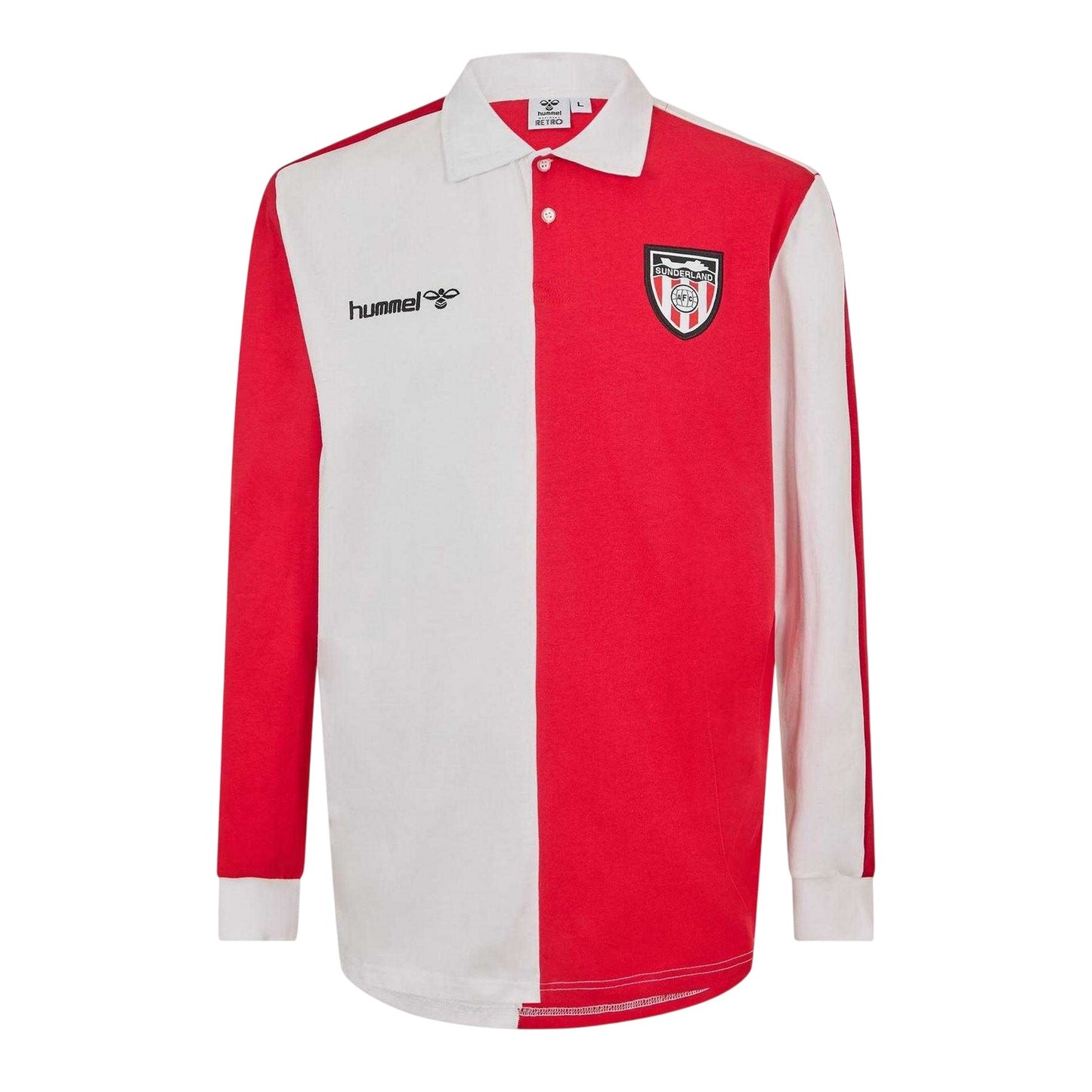Red-White - Front - Hummel Mens Sunderland AFC Retro Long-Sleeved Football Shirt