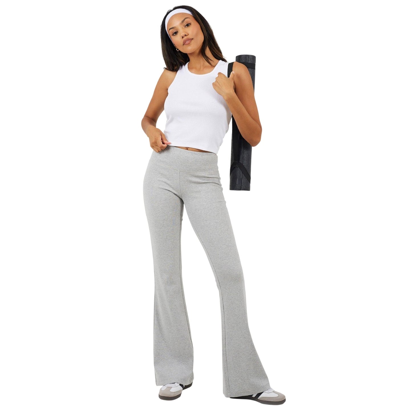 Light Grey Marl - Pack Shot - Brave Soul Womens-Ladies Flared Yoga Pants