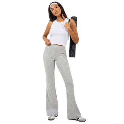 Light Grey Marl - Pack Shot - Brave Soul Womens-Ladies Flared Yoga Pants
