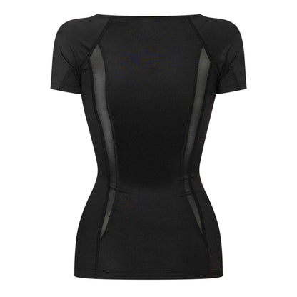 Black - Back - Skins Womens-Ladies Dnamic Performance Boat Neck Gym Top