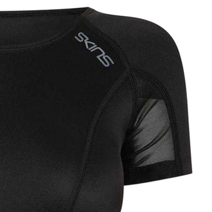 Black - Side - Skins Womens-Ladies Dnamic Performance Boat Neck Gym Top