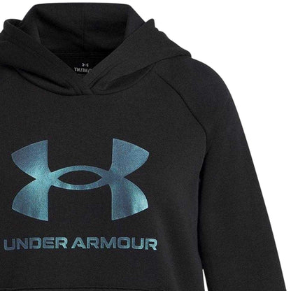Black - Side - Under Armour Childrens-Kids ZNE Metallic Logo Hoodie