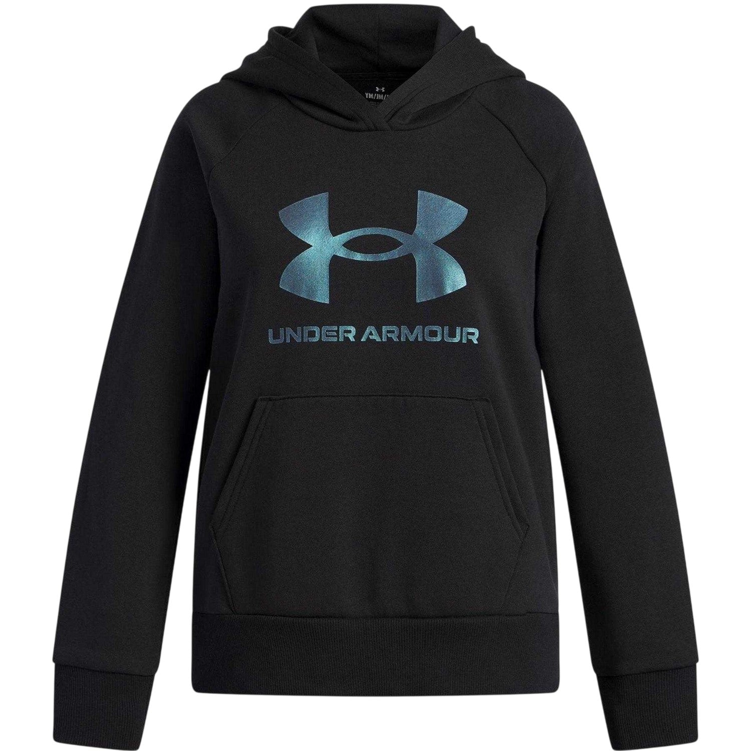 Black - Front - Under Armour Childrens-Kids ZNE Metallic Logo Hoodie