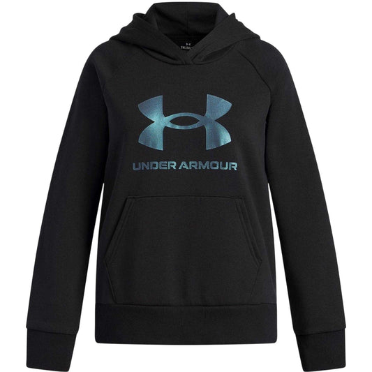 Black - Front - Under Armour Childrens-Kids ZNE Metallic Logo Hoodie