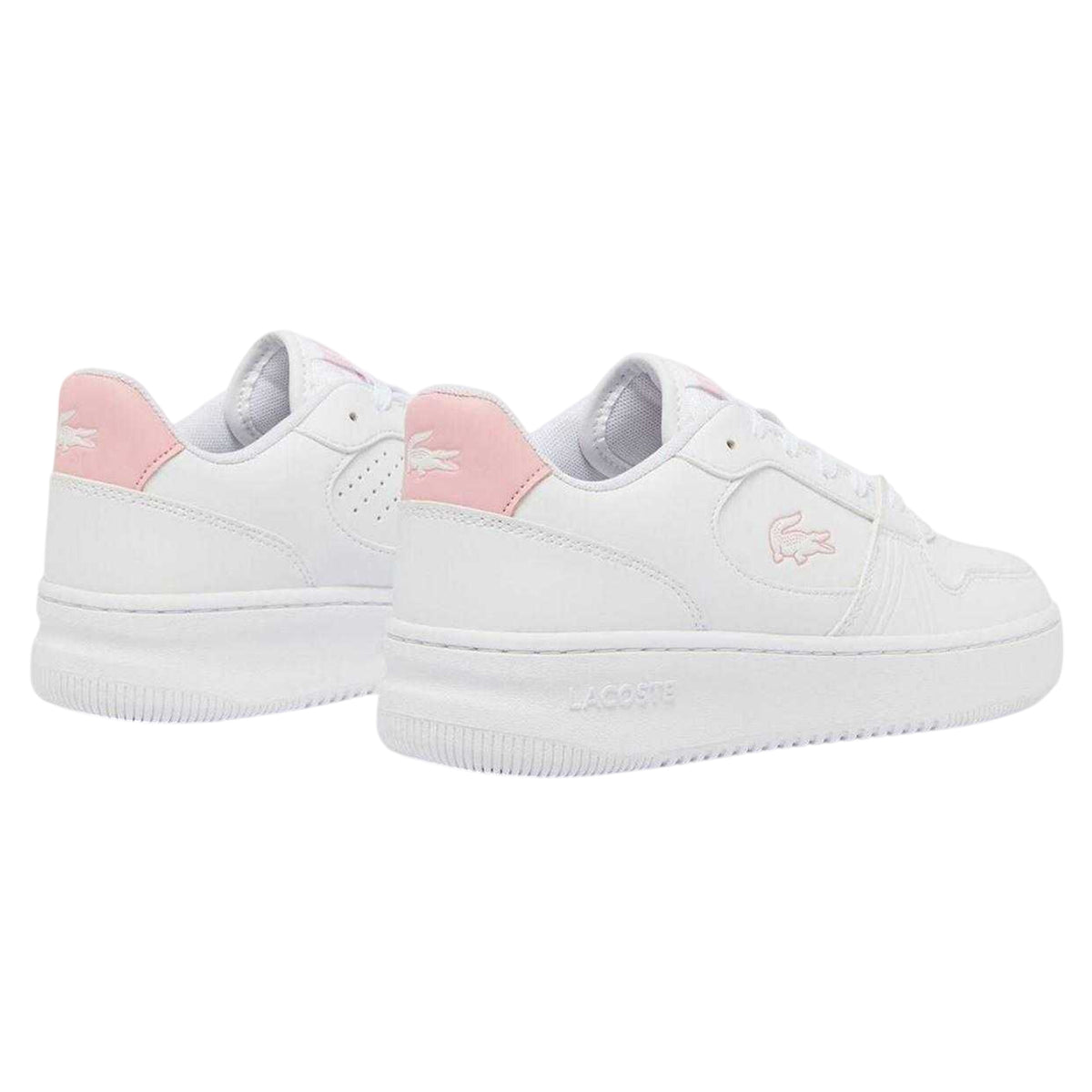 White-Pink - Back - Lacoste Childrens-Kids Set Leather Trainers