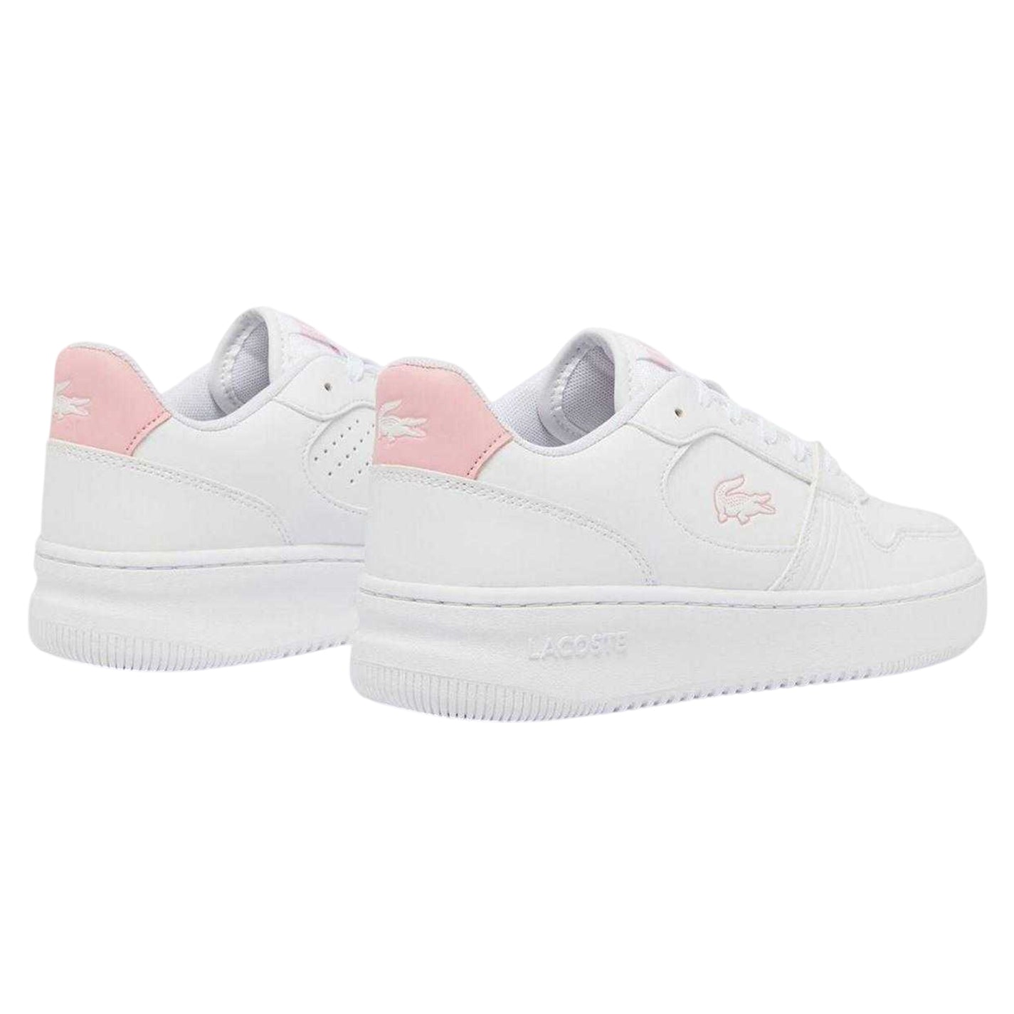White-Pink - Back - Lacoste Childrens-Kids Set Leather Trainers