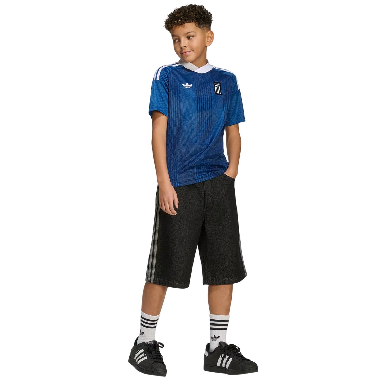 Blue-White - Pack Shot - Adidas Childrens-Kids Greece World Cup 2026 Football Jersey