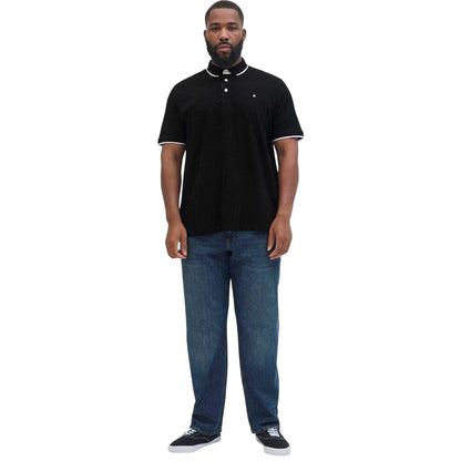 Black - Pack Shot - Jack And Jones Mens Paulos Organic Cotton Polo Shirt