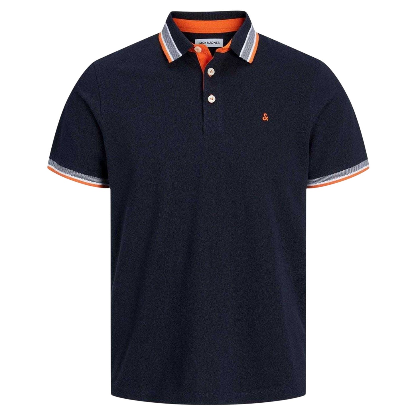 Black-Navy - Front - Jack And Jones Mens Paulos Organic Cotton Polo Shirt