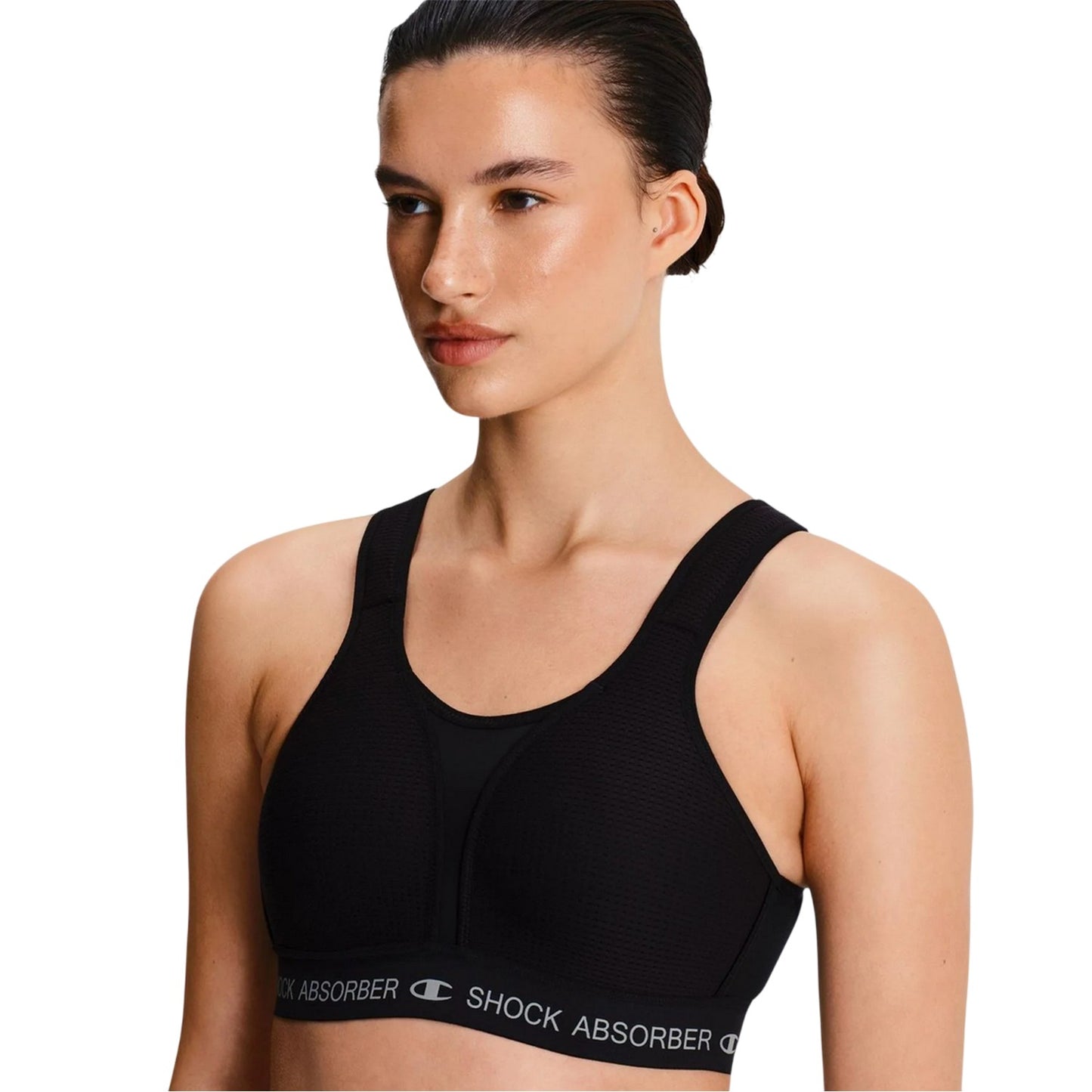 Black - Side - Shock Absorber Womens-Ladies Logo Sports Bra