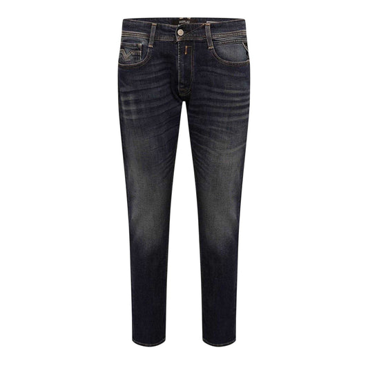 Blue - Front - Replay Mens Anbass Cotton Comfort Jeans