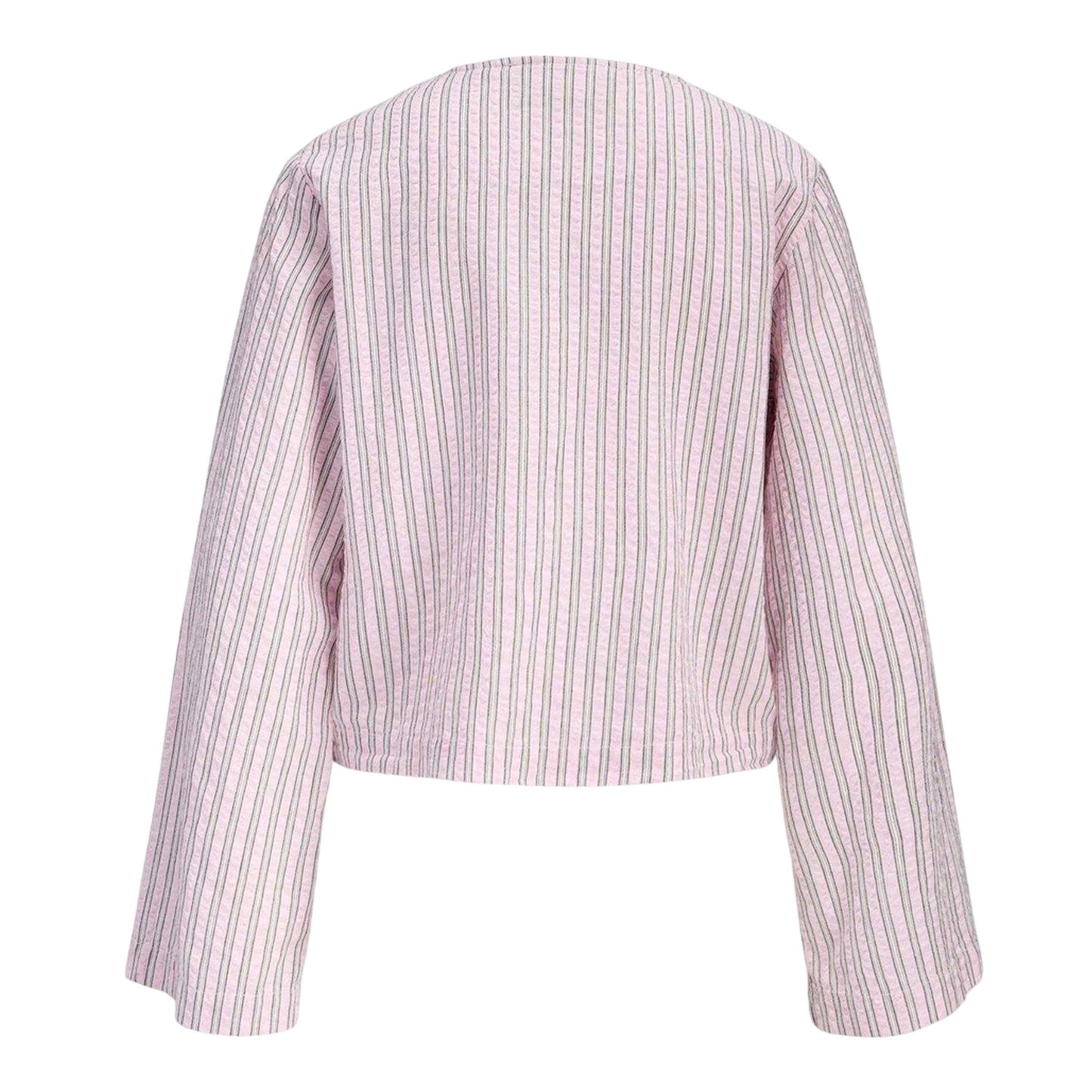 Pink Lady - Back - JJXX Womens-Ladies Zoe Stripe Seersucker Front Tie Blouse