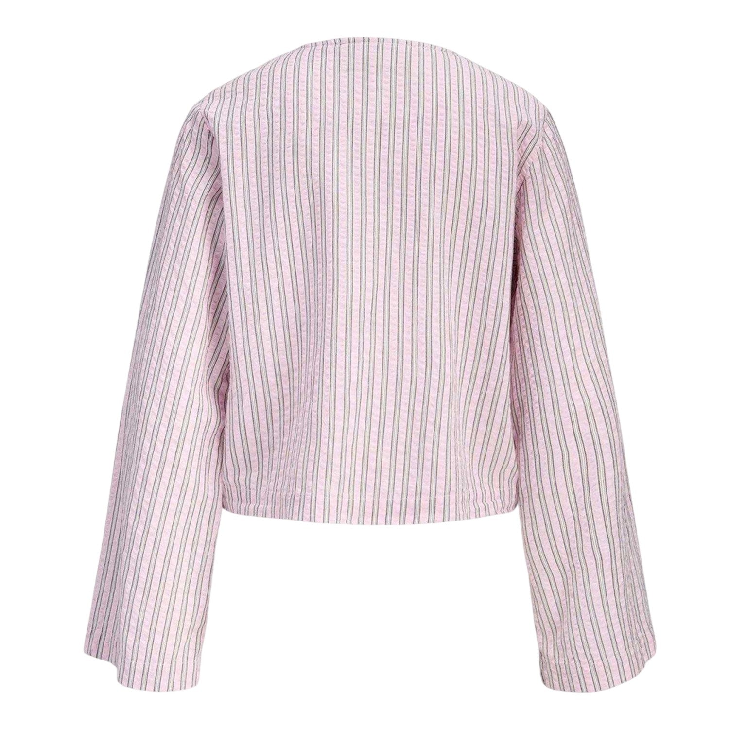 Pink Lady - Back - JJXX Womens-Ladies Zoe Stripe Seersucker Front Tie Blouse