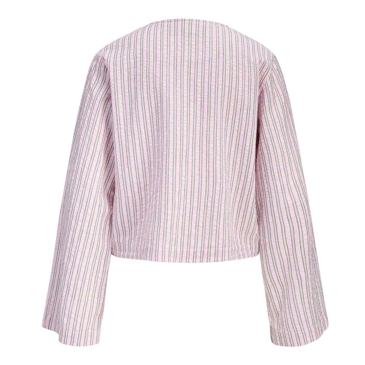 Pink Lady - Back - JJXX Womens-Ladies Zoe Stripe Seersucker Front Tie Blouse