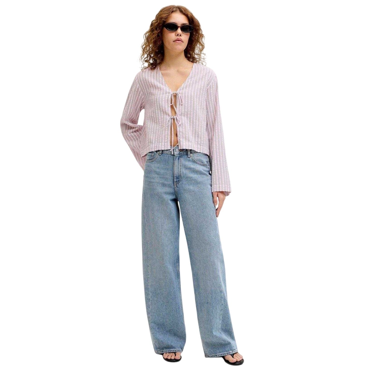 Pink Lady - Lifestyle - JJXX Womens-Ladies Zoe Stripe Seersucker Front Tie Blouse