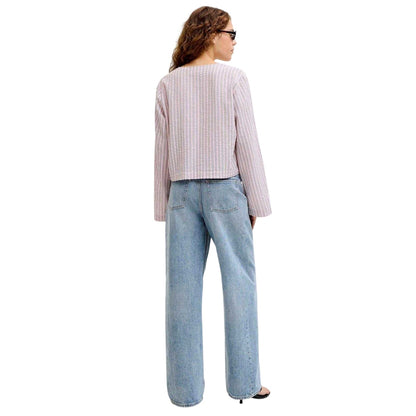 Pink Lady - Pack Shot - JJXX Womens-Ladies Zoe Stripe Seersucker Front Tie Blouse