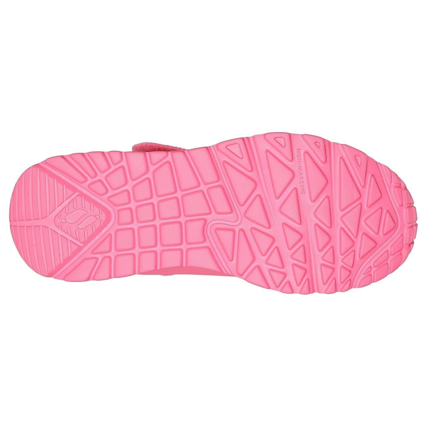 Pink - Back - Skechers Childrens-Kids Uno Lite Leather Trainers