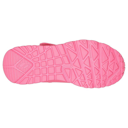 Pink - Back - Skechers Childrens-Kids Uno Lite Leather Trainers
