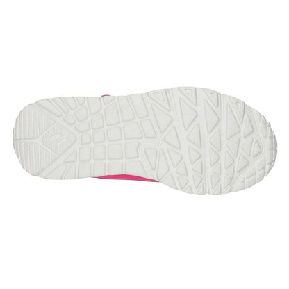 White-Pink - Back - Skechers Childrens-Kids Uno Lite Leather Trainers