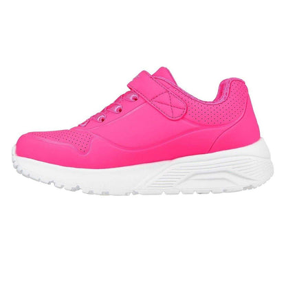 White-Pink - Side - Skechers Childrens-Kids Uno Lite Leather Trainers