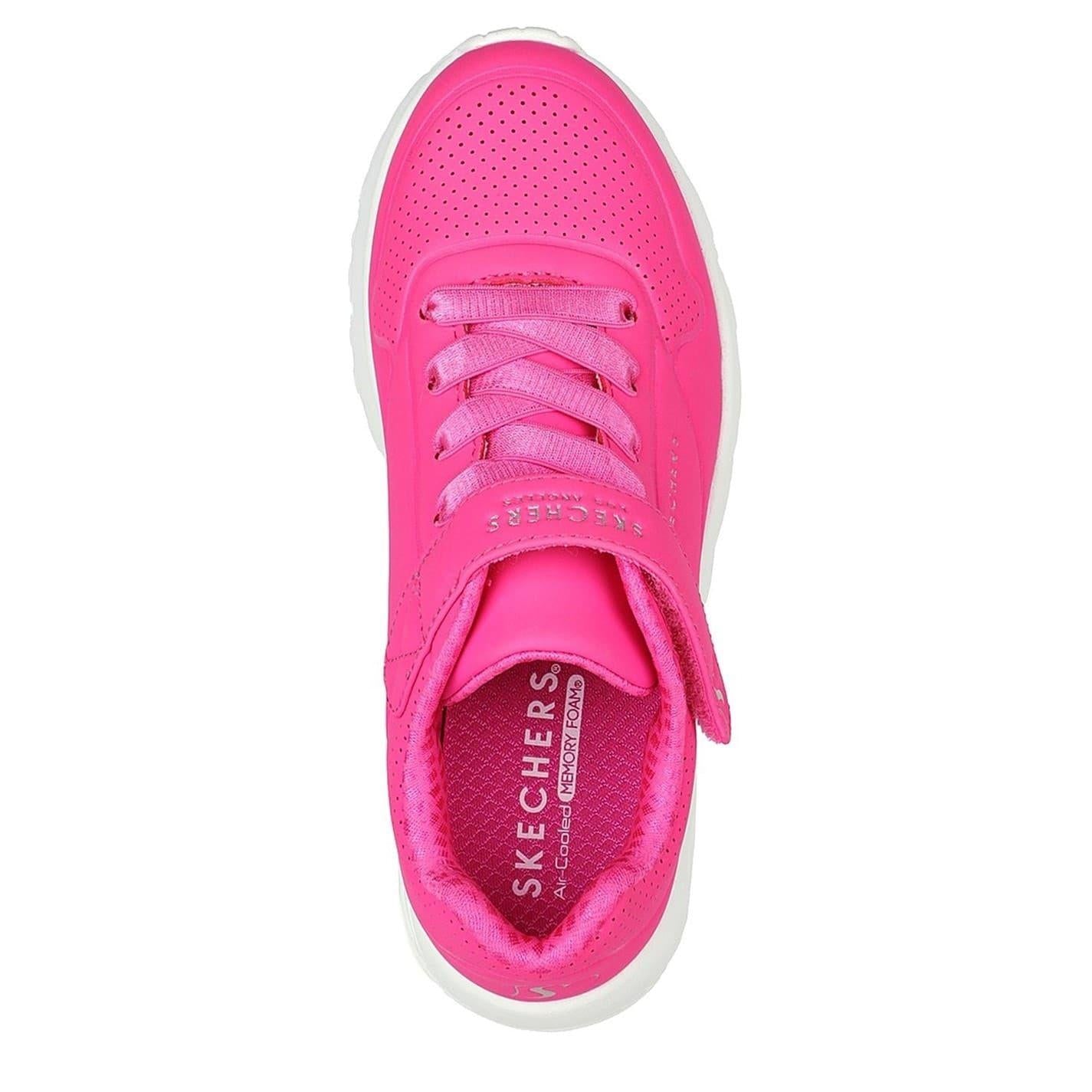 White-Pink - Lifestyle - Skechers Childrens-Kids Uno Lite Leather Trainers