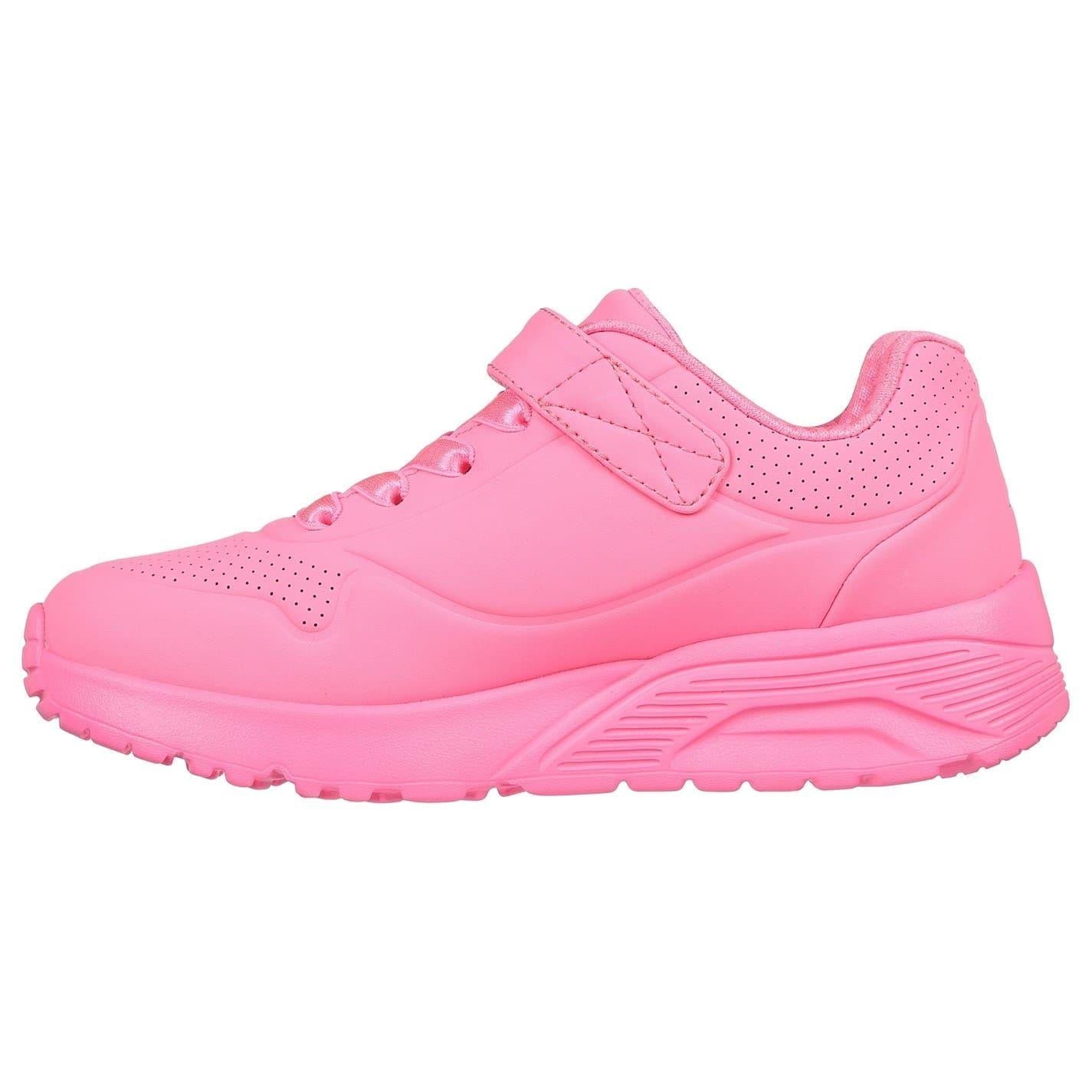 Pink - Side - Skechers Childrens-Kids Uno Lite Leather Trainers