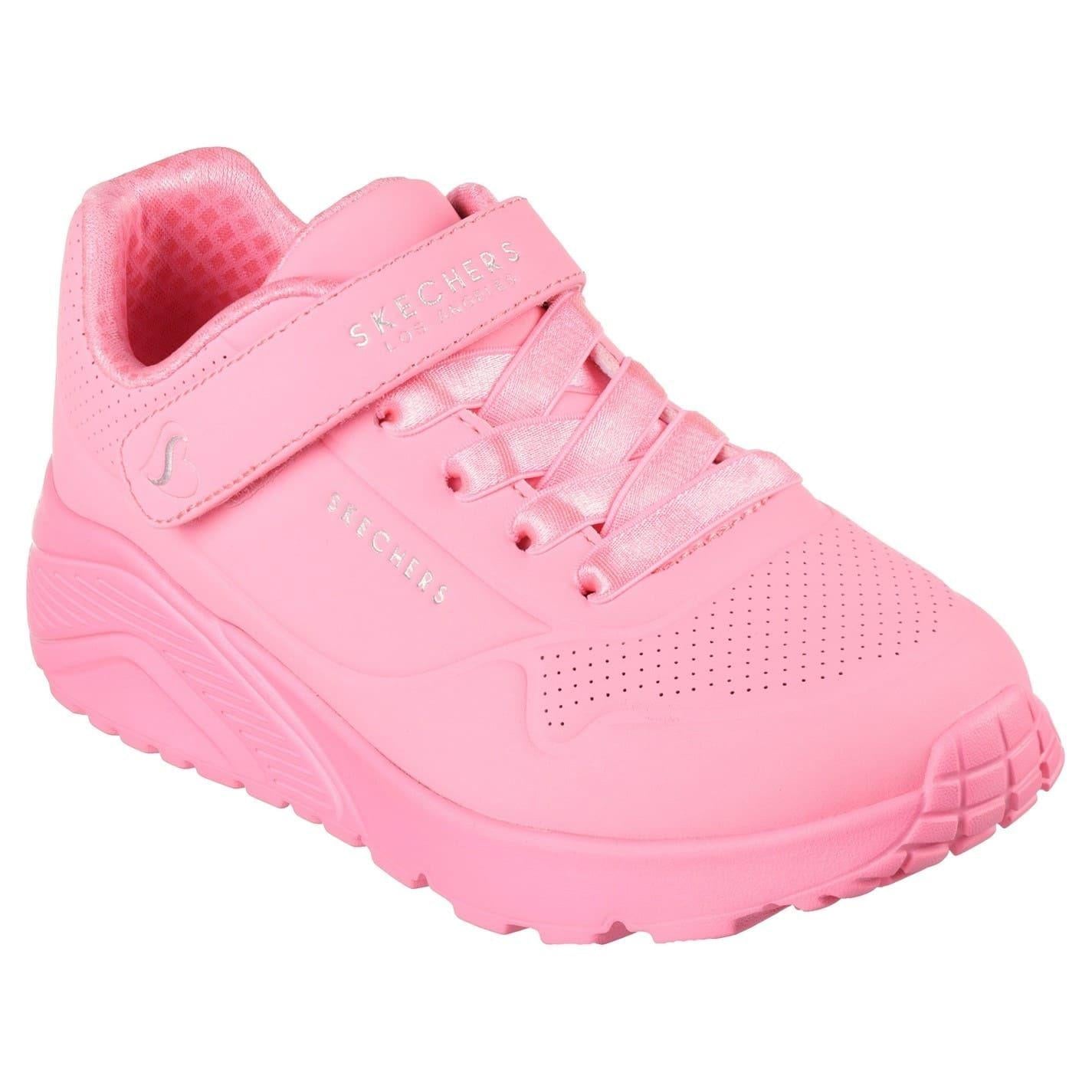 Pink - Lifestyle - Skechers Childrens-Kids Uno Lite Leather Trainers