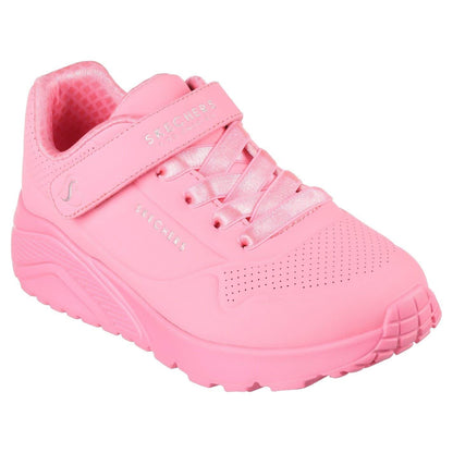 Pink - Lifestyle - Skechers Childrens-Kids Uno Lite Leather Trainers