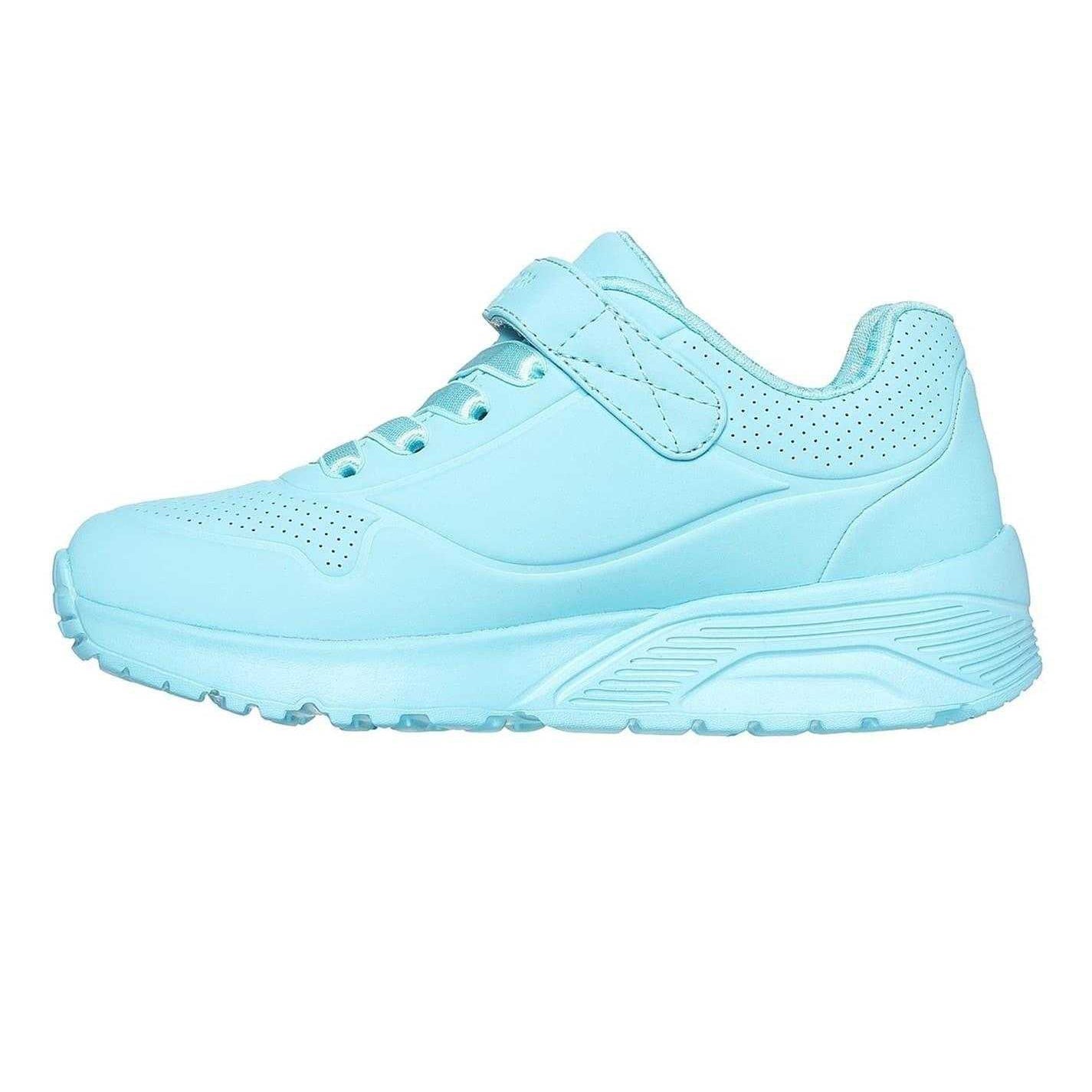 Turquoise - Side - Skechers Childrens-Kids Uno Lite Leather Trainers