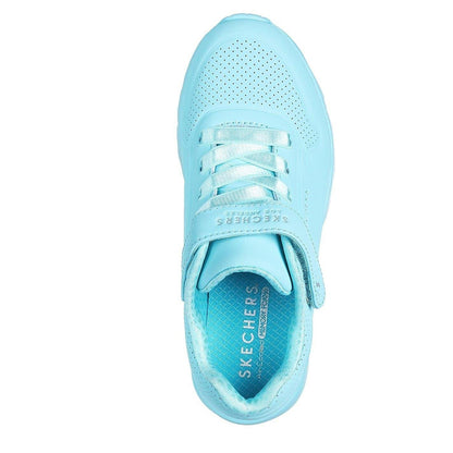 Turquoise - Lifestyle - Skechers Childrens-Kids Uno Lite Leather Trainers