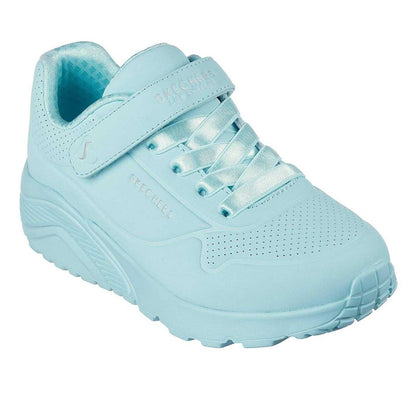 Turquoise - Pack Shot - Skechers Childrens-Kids Uno Lite Leather Trainers