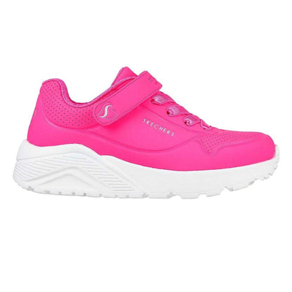 White-Pink - Front - Skechers Childrens-Kids Uno Lite Leather Trainers