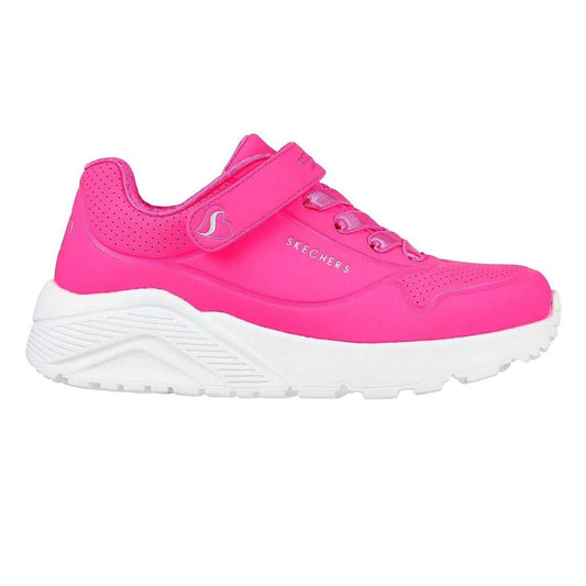 White-Pink - Front - Skechers Childrens-Kids Uno Lite Leather Trainers