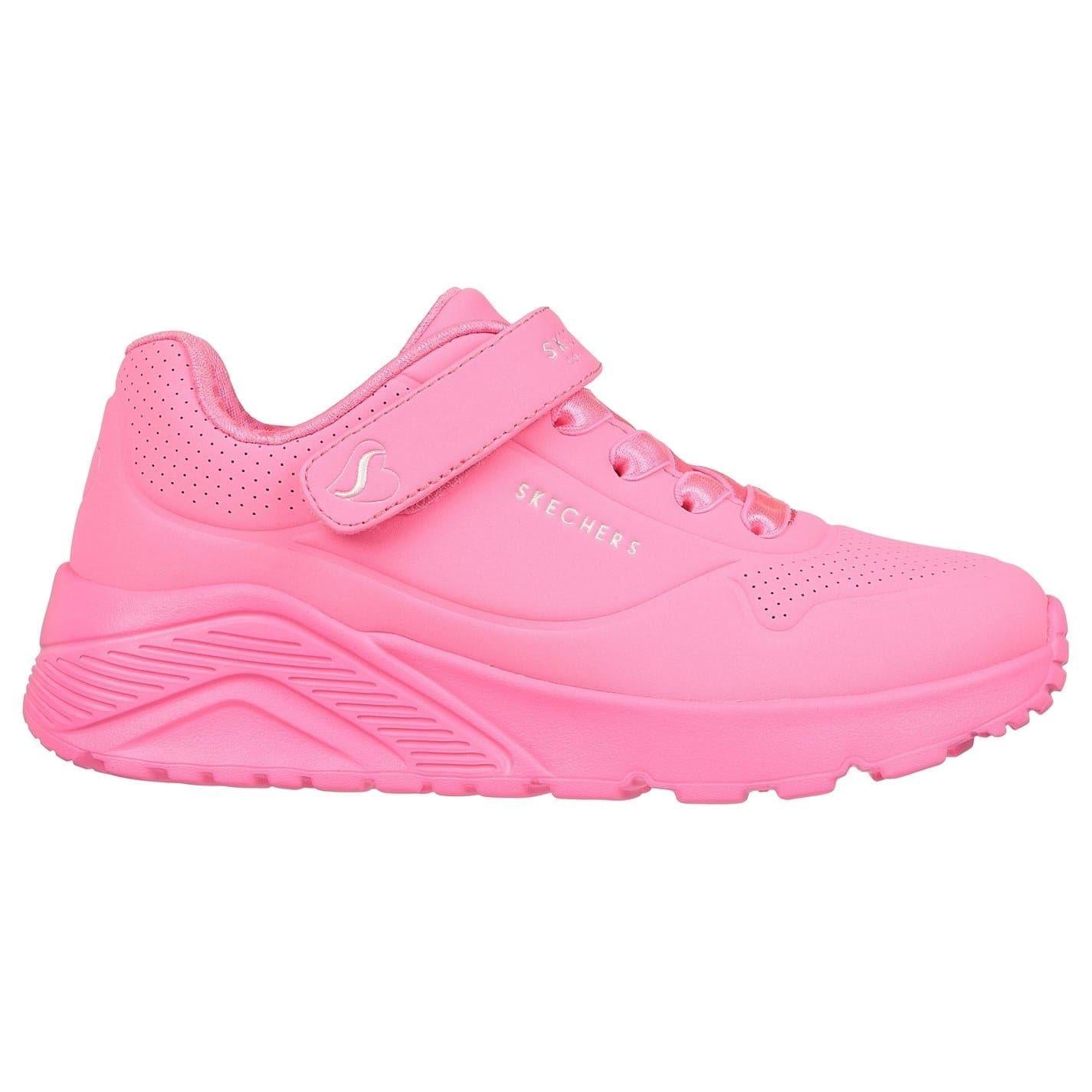 Pink - Front - Skechers Childrens-Kids Uno Lite Leather Trainers