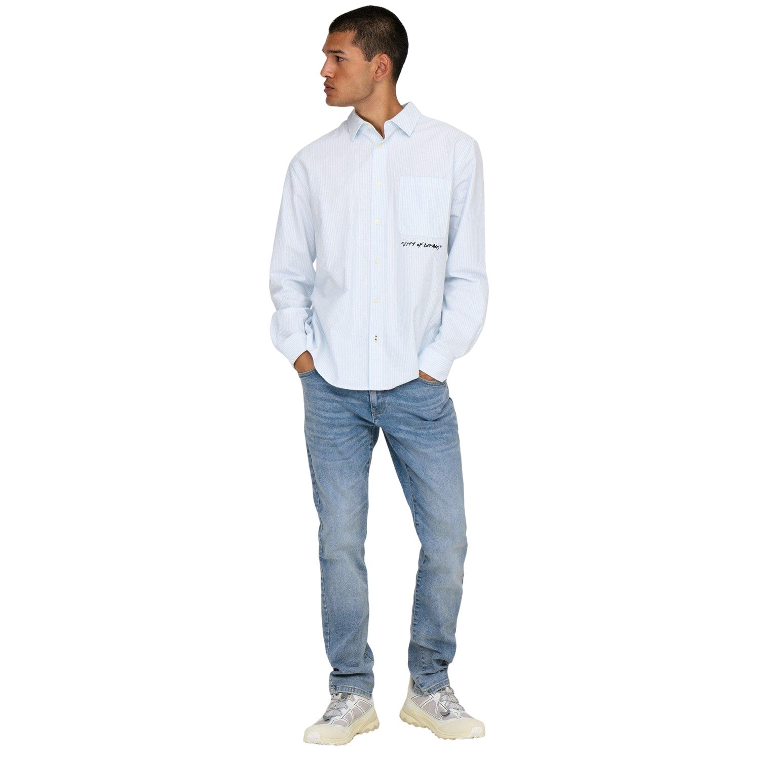 Blue Denim - Pack Shot - Only Mens Denim Plain 5 Pockets Slim Jeans