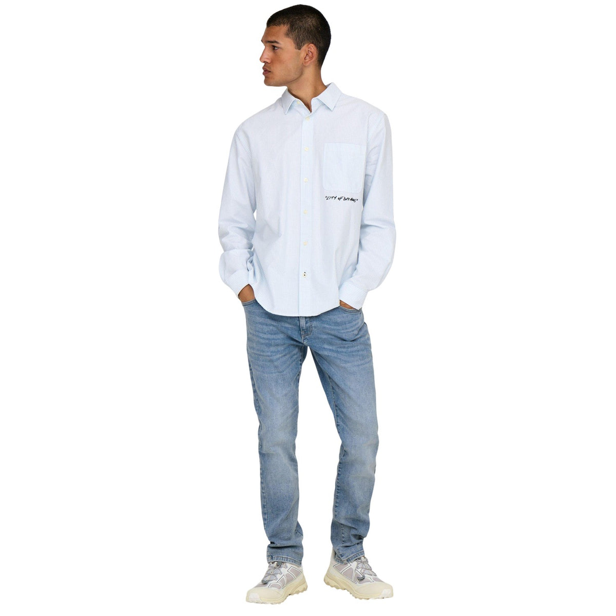 Blue Denim - Pack Shot - Only Mens Denim Plain 5 Pockets Slim Jeans