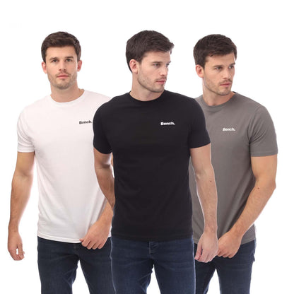 Black-White-Grey - Front - Bench Mens Ektor T-Shirt (Pack of 3)