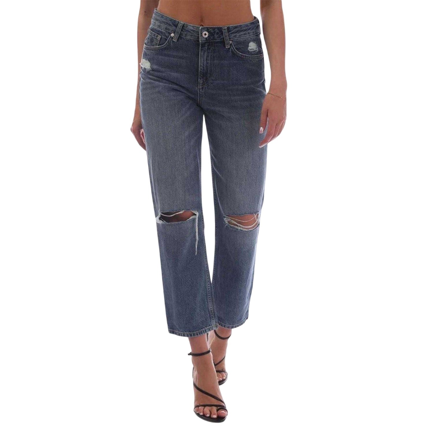 Blue - Front - Gant Womens-Ladies Cotton Denim Relaxed Fit Jeans