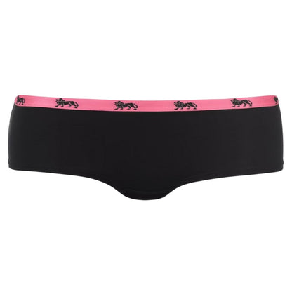 Black-Fluorescent Pink - Front - Lonsdale Womens-Ladies Logo Cotton Briefs