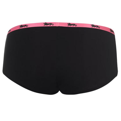 Black-Fluorescent Pink - Back - Lonsdale Womens-Ladies Logo Cotton Briefs