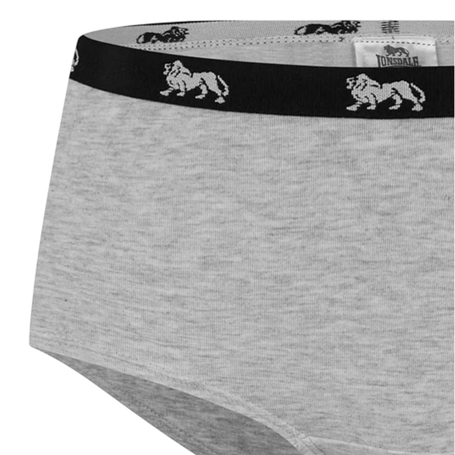 Grey Marl Marl - Side - Lonsdale Womens-Ladies Logo Cotton Briefs