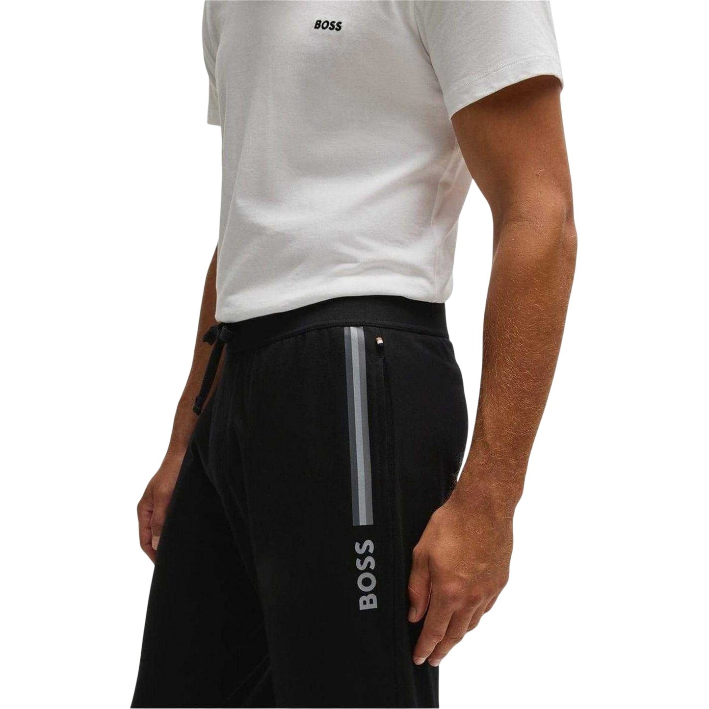 Black - Side - Boss Mens Authentic French Terry Regular Joggers