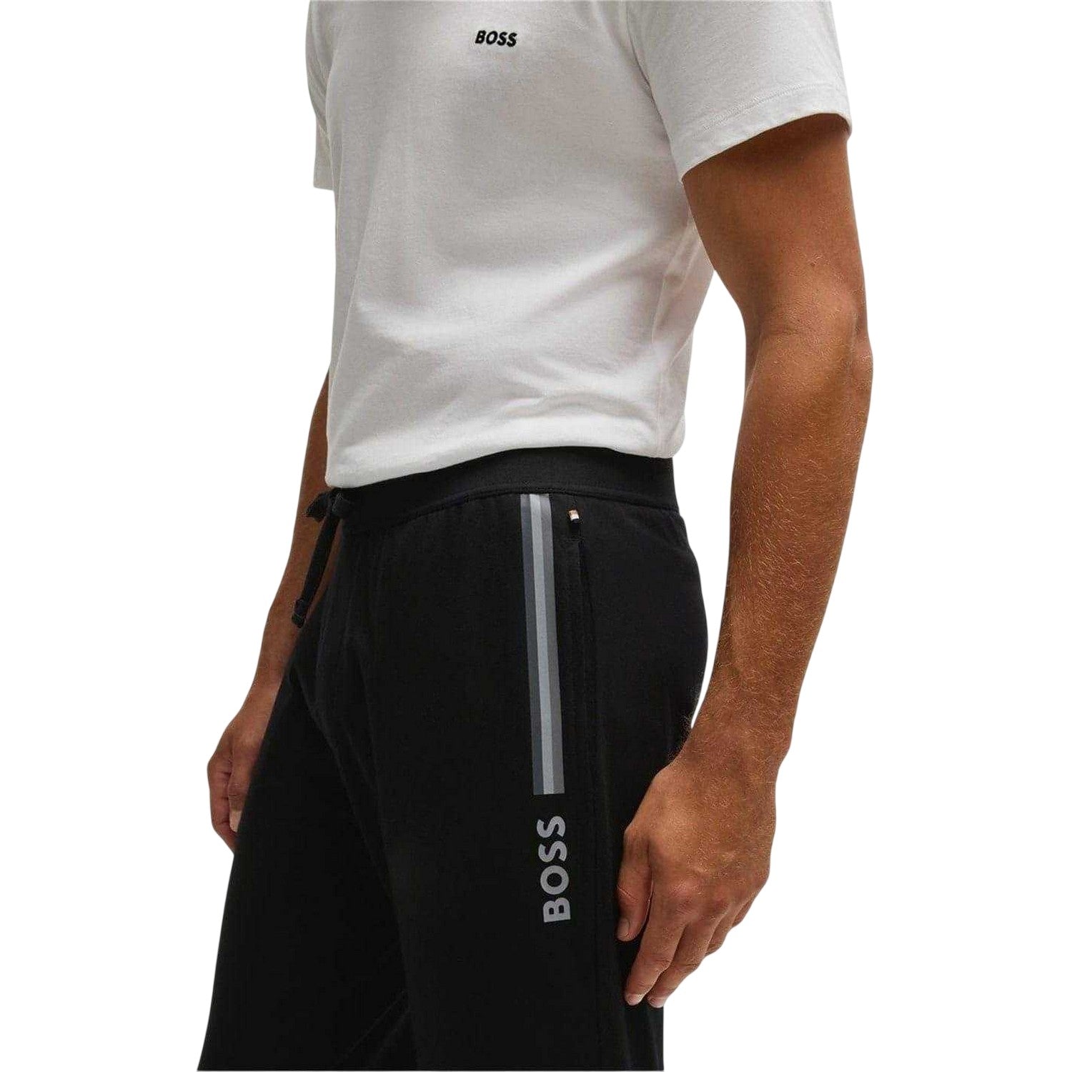 Black - Side - Boss Mens Authentic French Terry Regular Joggers