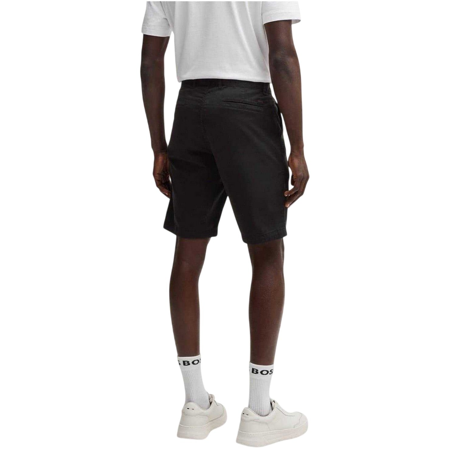 Black - Back - Boss Mens Plain Slim Chino Shorts
