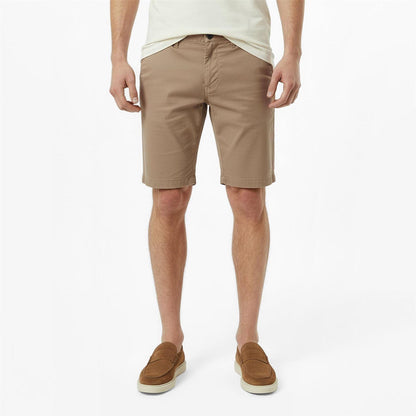 Beige - Close up - Boss Mens Plain Slim Chino Shorts