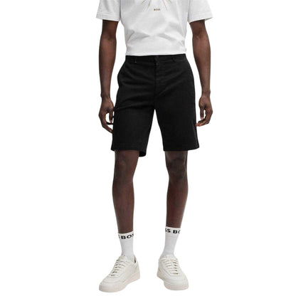 Black - Side - Boss Mens Plain Slim Chino Shorts