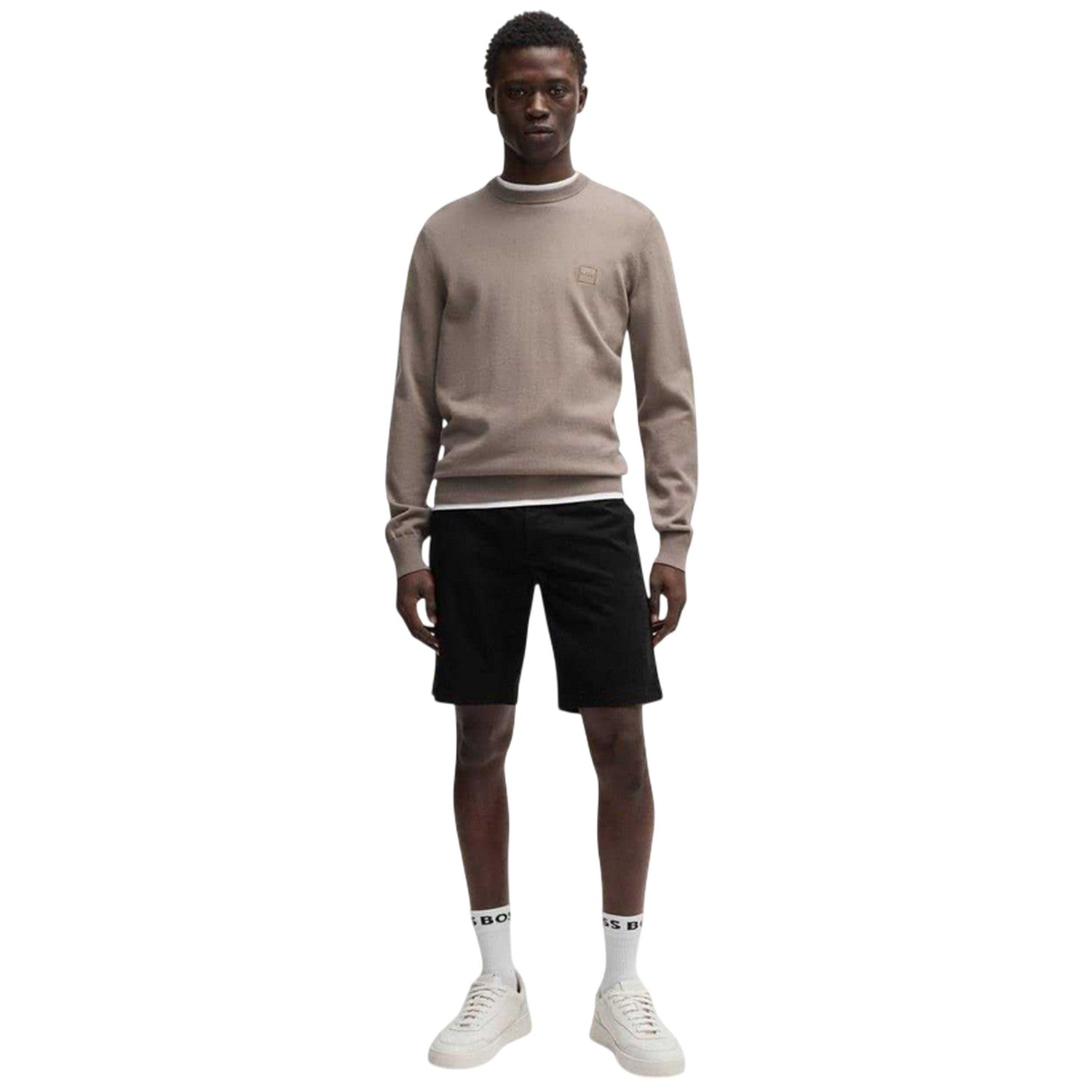 Black - Pack Shot - Boss Mens Plain Slim Chino Shorts
